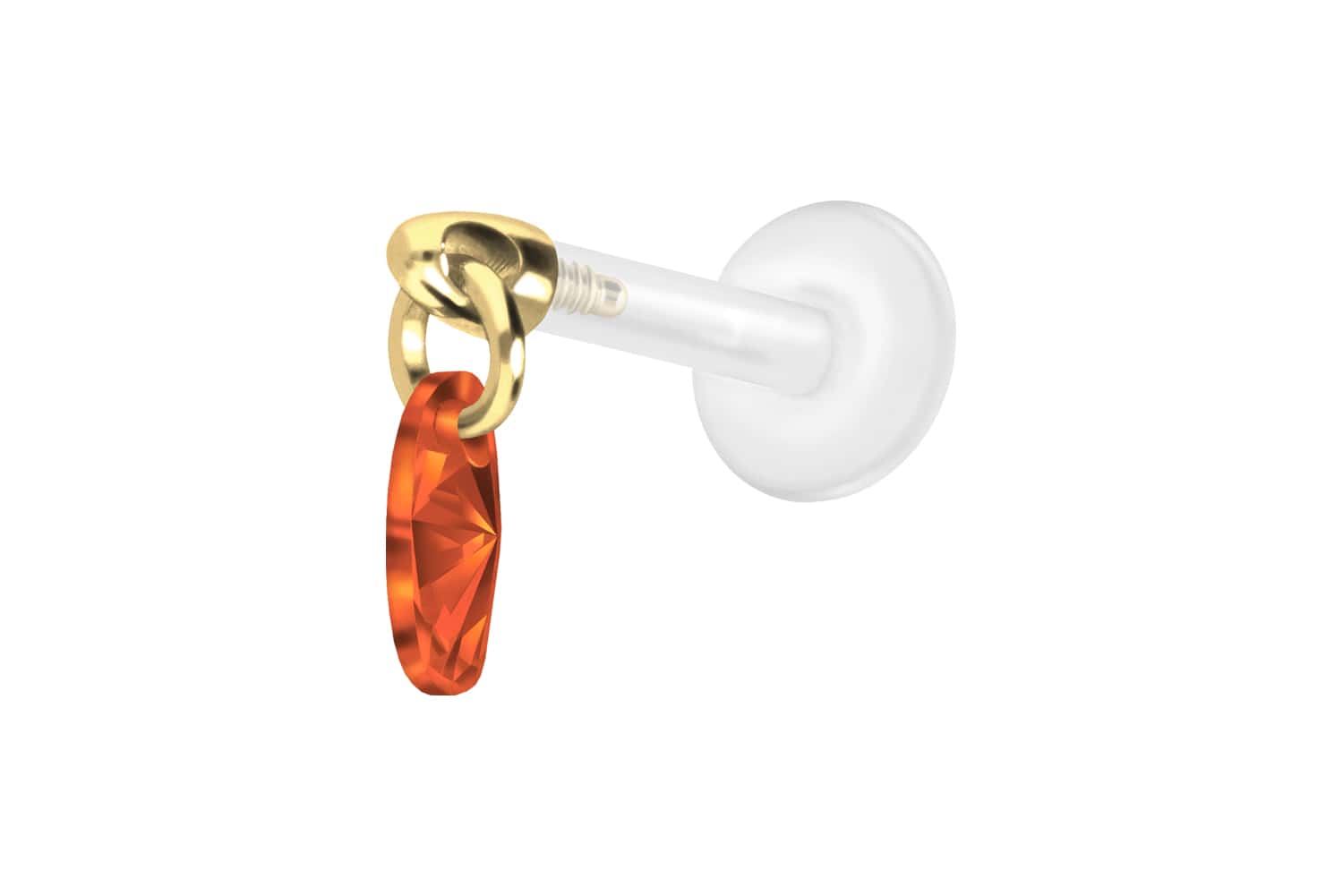 PTFE Labret Piercing mit Innengewinde + Titan-Aufsatz KRISTALLOVAL